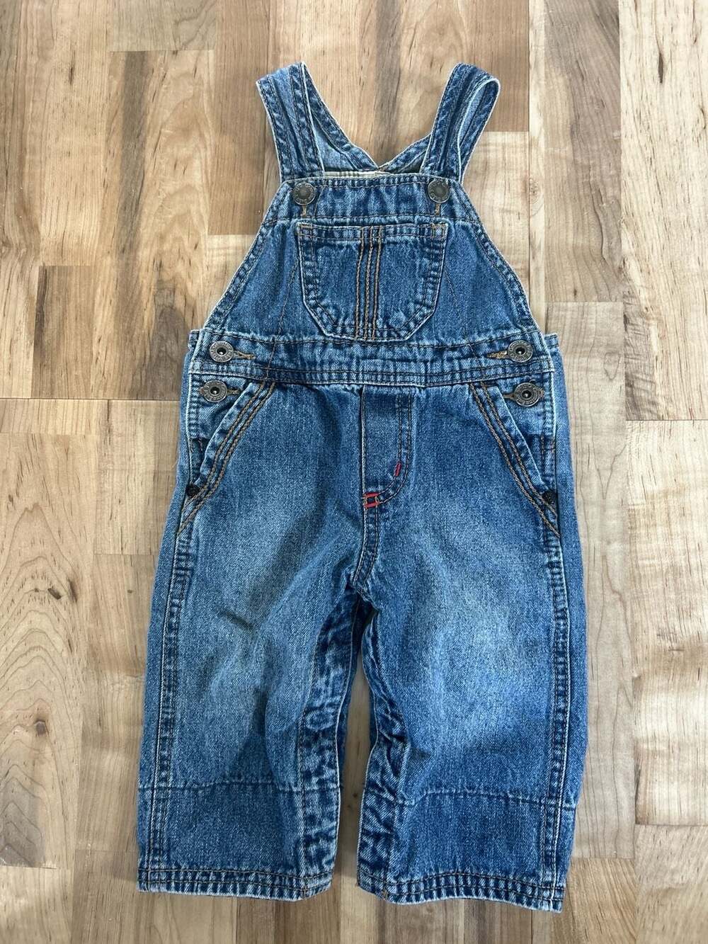 Genuine Baby OshKosh B'gosh Plaid Lined Denim Overalls 6M